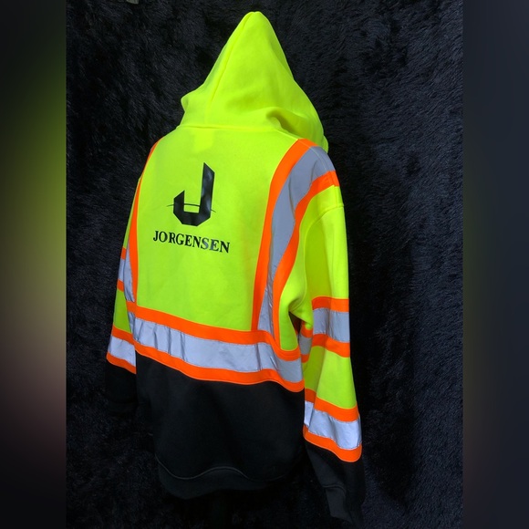 Two-Tone High Visibility Zip Up Hoodie Sweatshirt ANSI Class 2 Size Large - Picture 3 of 5